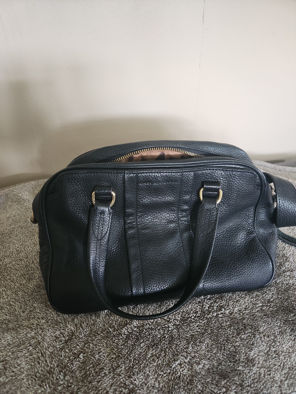 Aimee Kestenberg Black Pebbled Leather Satchel